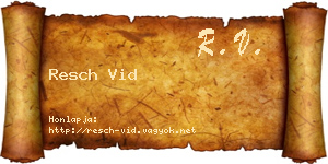 Resch Vid névjegykártya